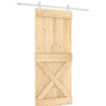 Puerta corredera con herrajes madera maciza de pino 90x210 cm 2