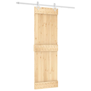 Puerta corredera con herrajes madera maciza de pino 70x210 cm H