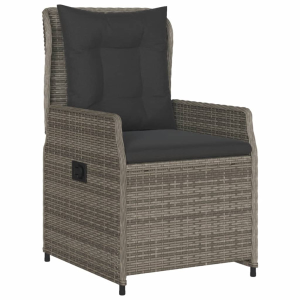 Set comedor de jardín 5 piezas con cojines ratán sintético gris M 3