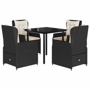 Set de muebles jardín 5 pzas con cojines ratán sintético negro H
