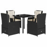 Set de muebles jardín 5 pzas con cojines ratán sintético negro 2