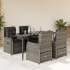 Set comedor de jardín 5 piezas con cojines ratán sintético gris 1