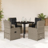 Set comedor de jardín 5 pzas cojines ratán sintético gris claro 1