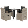 Set comedor de jardín 5 pzas cojines ratán sintético gris claro 2
