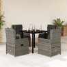 Set comedor de jardín 5 piezas con cojines ratán sintético gris 1