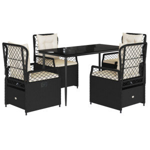 Set de muebles jardín 5 pzas con cojines ratán sintético negro H