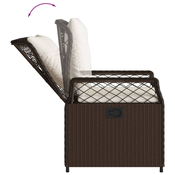 Set comedor para jardín 9 pzas y cojines ratán sintético marrón M 5