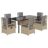 Set comedor de jardín 7 pzas con cojines ratán sintético beige 2