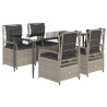 Set comedor de jardín 5 pzas cojines ratán sintético gris claro 2