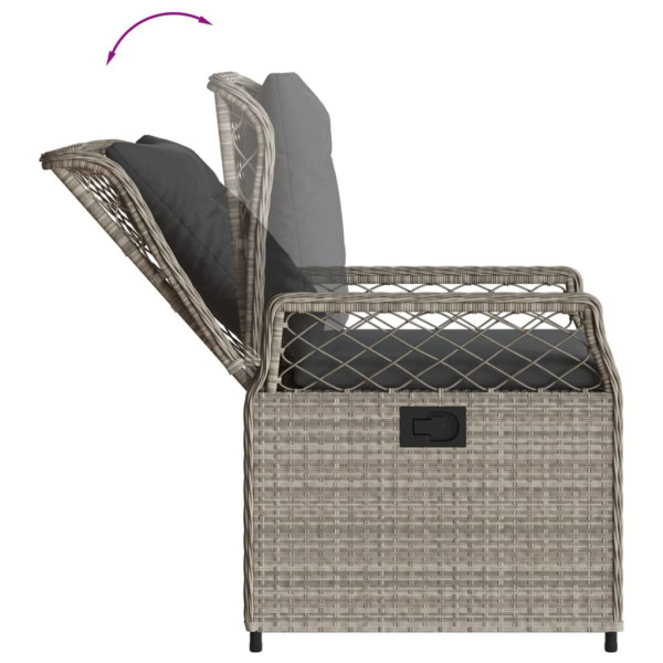 Set comedor de jardín 5 pzas cojines ratán sintético gris claro M 5