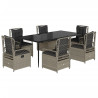 Set comedor jardín 7 pzas y cojines ratán sintético gris claro 2