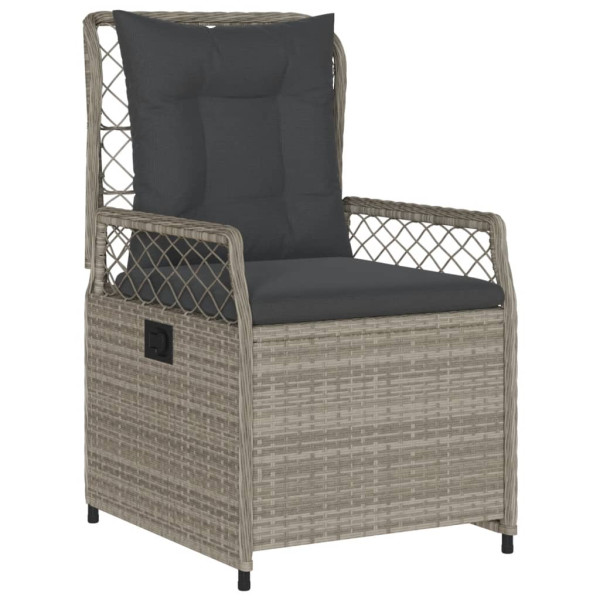 Set comedor jardín 7 pzas y cojines ratán sintético gris claro M 3