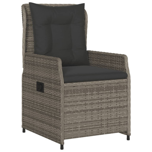 Set comedor de jardín 5 piezas con cojines ratán sintético gris M 3