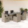Set comedor jardín 7 pzas y cojines ratán sintético gris claro 1