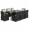 Set de comedor de jardín 9 pzas y cojines ratán sintético negro 2
