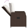 Set comedor de jardín 3 piezas y cojines ratán sintético marrón 5