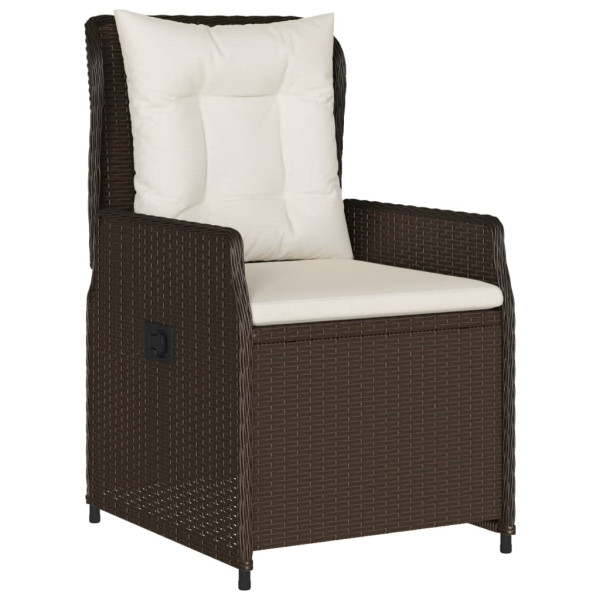 Set comedor de jardín 7 pzas con cojines ratán sintético marrón M 3
