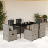 Set comedor jardín 7 pzas y cojines ratán sintético gris claro 1