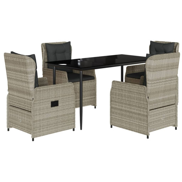 Set comedor de jardín 5 pzas cojines ratán sintético gris claro M 2