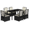 Set de comedor de jardín 7 pzas y cojines ratán sintético negro 2