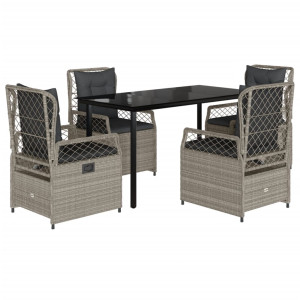 Set comedor de jardín 5 pzas cojines ratán sintético gris claro H