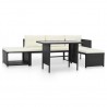 4 pcs conjunto lounge para jardim vime PE preto 3