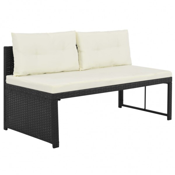 Set de muebles de jardín 4 piezas ratán sintético negro M 5
