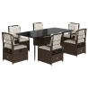 Set comedor de jardín 7 pzas con cojines ratán sintético marrón 2