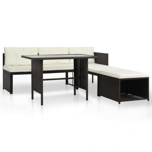Set de muebles de jardín 4 piezas ratán sintético marrón D