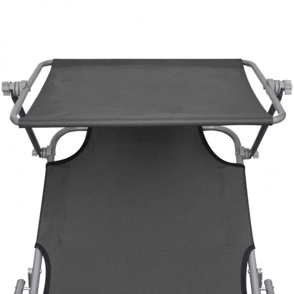 Tumbona plegable con parasol de acero gris M 4