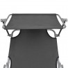 Tumbona plegable con parasol de acero gris 4