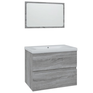 Set de muebles de baño madera contrachapada gris Sonoma H