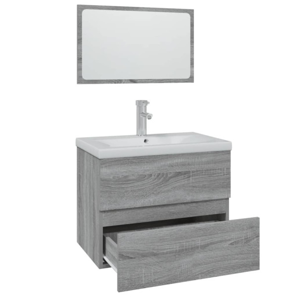 Set de muebles de baño madera contrachapada gris Sonoma M 3