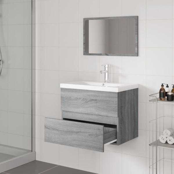 Set de muebles de baño madera contrachapada gris Sonoma M 4
