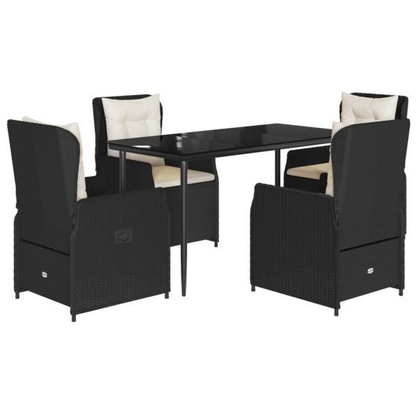 Set de muebles jardín 5 pzas con cojines ratán sintético negro M 2