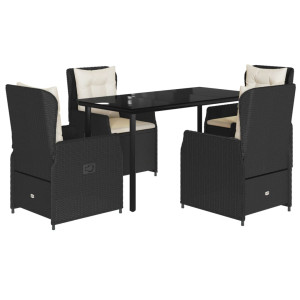 Set de muebles jardín 5 pzas con cojines ratán sintético negro H