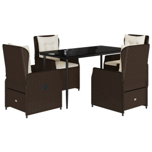 Set comedor de jardín 5 piezas y cojines ratán sintético marrón H