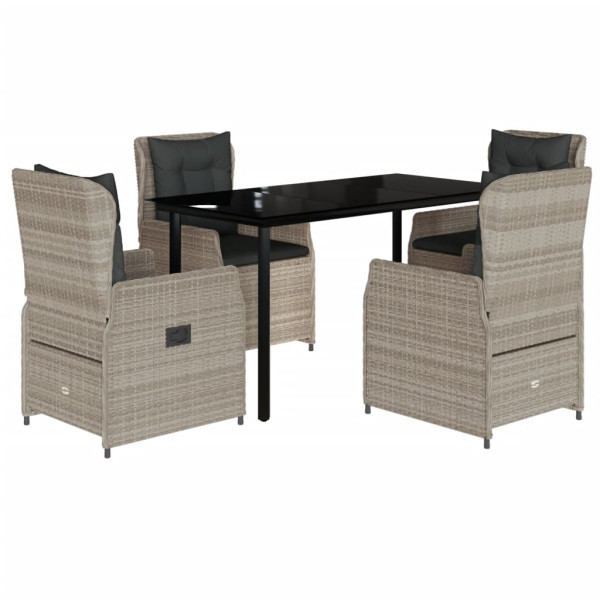 Set comedor de jardín 5 pzas cojines ratán sintético gris claro M 2