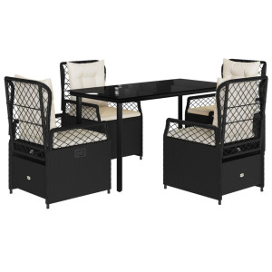 Set de muebles jardín 5 pzas con cojines ratán sintético negro H