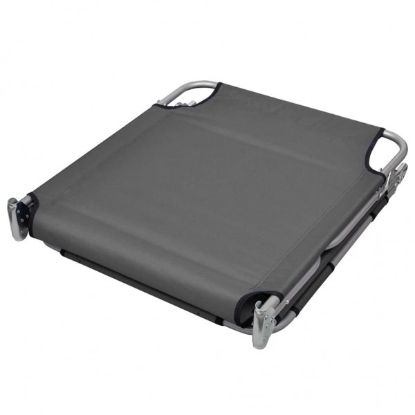 Tumbona plegable con cojín de cabeza y respaldo ajustable gris M 5