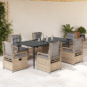 Set comedor de jardín 7 pzas con cojines ratán sintético beige 1