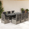 Set comedor de jardín 9 pzas cojines ratán sintético gris claro 1