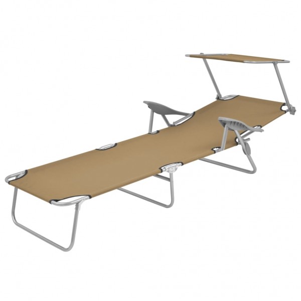 Tumbona plegable con toldo de acero gris topo M 2
