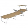 Tumbona plegable con toldo de acero gris topo 2