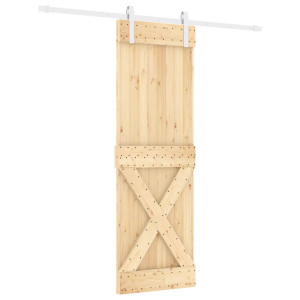 Puerta corredera con herrajes madera maciza de pino 70x210 cm H