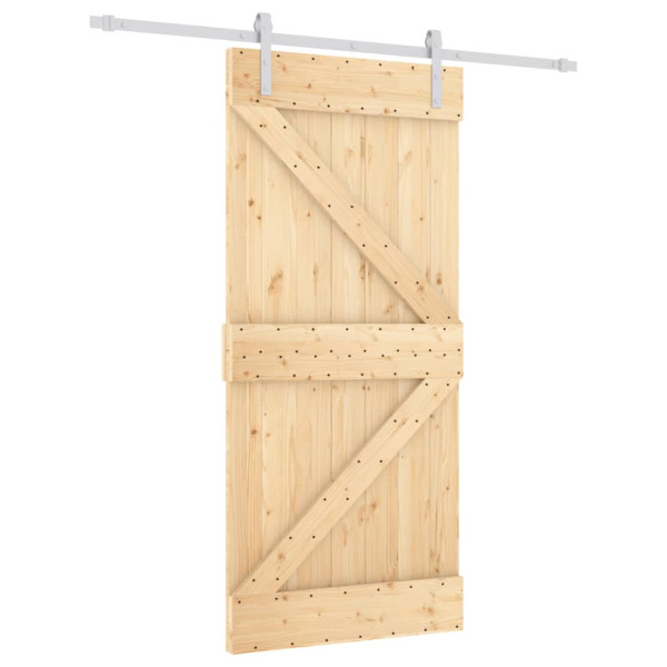 Puerta corredera con herrajes madera maciza de pino 95x210 cm M 2