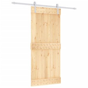 Puerta corredera con herrajes madera maciza de pino 90x210 cm H