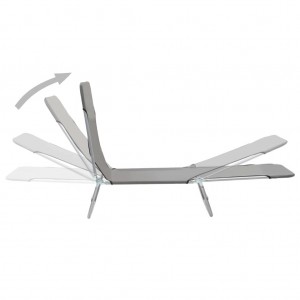 Espreguiçadeiras dobráveis 2 pcs aço e tecido cinzento H