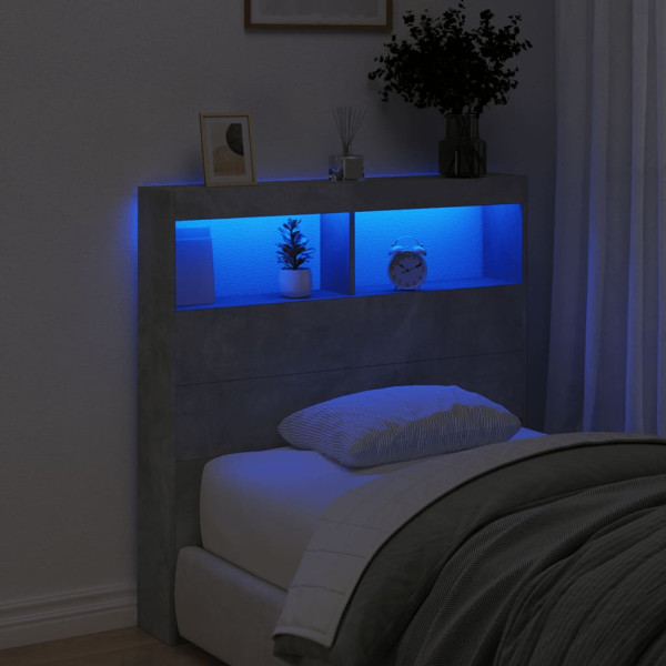 Cabecero de cama con luz LED gris hormigón 100x17x102 cm M 4