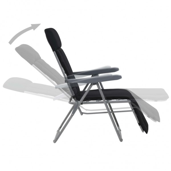 Sillas plegables de jardín con cojines 2 unidades negro M 3